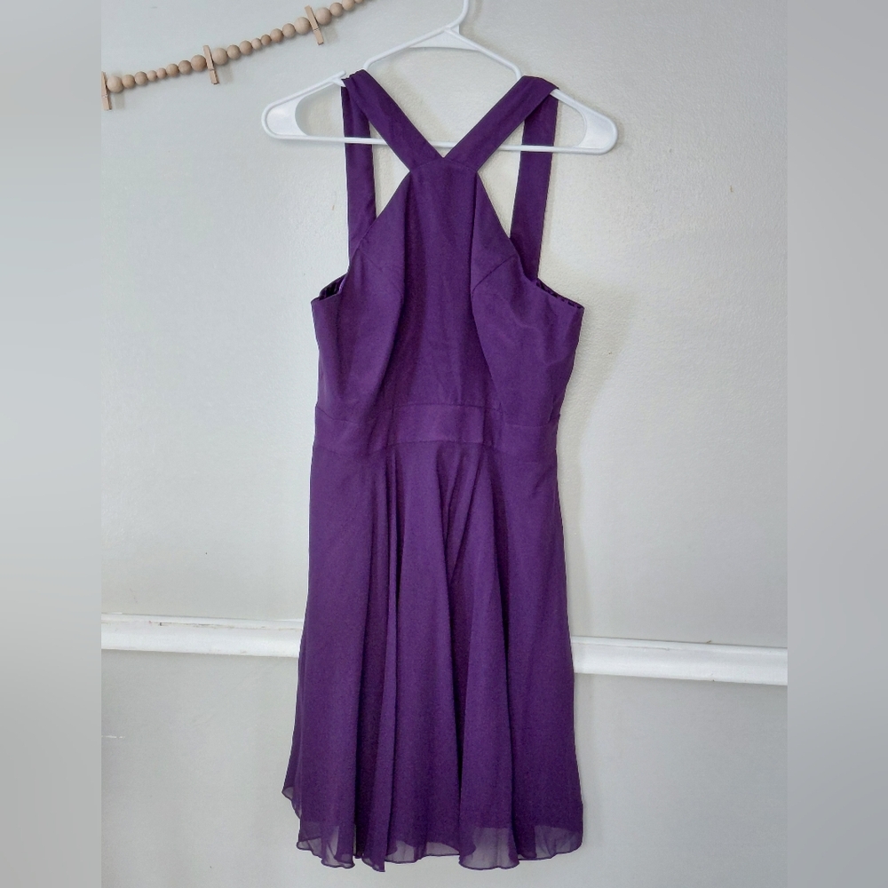 iEFiEL Purple Halter Skater Fit N Flare Formal Event Dress NWT